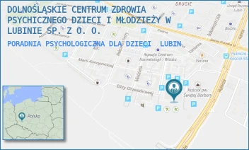 PORADNIA PSYCHOLOGICZNA DLA DZIECI - DOLNOŚLĄSKIE CENTRUM ZDROWIA PSYCHICZNEGO DZIECI I MŁODZIEŻY W LUBINIE SP. Z O. O. - UL. MARII KONOPNICKIEJ 5,  LUBIN