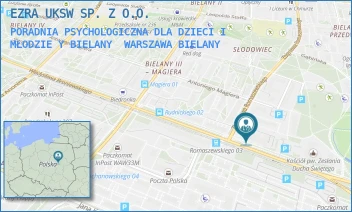PORADNIA PSYCHOLOGICZNA DLA DZIECI I MŁODZIEY BIELANY - EZRA UKSW SP. Z O.O. - WŁADYSŁAWA BRONIEWSKIEGO 48,  WARSZAWA BIELANY