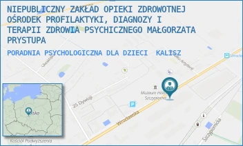 PORADNIA PSYCHOLOGICZNA DLA DZIECI - NIEPUBLICZNY ZAKŁAD OPIEKI ZDROWOTNEJ OŚRODEK PROFILAKTYKI, DIAGNOZY I TERAPII ZDROWIA PSYCHICZNEGO MAŁGORZATA PRYSTUPA - WROCŁAWSKA 178,  KALISZ