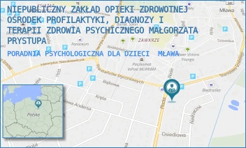PORADNIA PSYCHOLOGICZNA DLA DZIECI - MAŁGORZATA PRYSTUPA - NZOZ OŚRODEK PROFILAKTYKI, DIAGNOZY I TERAPII ZDROWIA PSYCHICZNEGO MAŁGORZATA PRYSTUPA - PŁOCKA 43,  MŁAWA