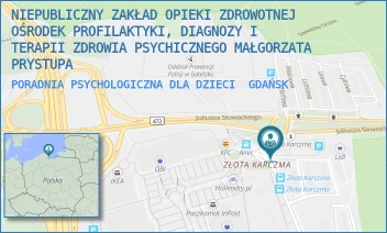 PORADNIA PSYCHOLOGICZNA DLA DZIECI - NIEPUBLICZNY ZAKŁAD OPIEKI ZDROWOTNEJ OŚRODEK PROFILAKTYKI, DIAGNOZY I TERAPII ZDROWIA PSYCHICZNEGO MAŁGORZATA PRYSTUPA - UL. ZŁOTA KARCZMA 25A,  GDAŃSK