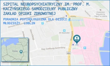 PORADNIA PSYCHOLOGICZNA DLA DZIECI I MŁODZIEŻY - SZPITAL NEUROPSYCHIATRYCZNY IM. PROF. M. KACZYŃSKIEGO SAMODZIELNY PUBLICZNY ZAKŁAD OPIEKI ZDROWOTNEJ - ABRAMOWICKA 2,  LUBLIN