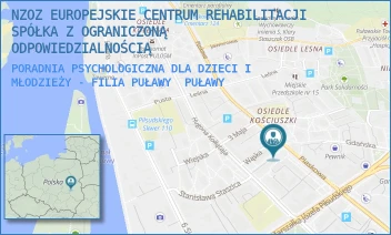 PORADNIA PSYCHOLOGICZNA DLA DZIECI I MŁODZIEŻY - FILIA PUŁAWY - NZOZ EUROPEJSKIE CENTRUM REHABILITACJI SPÓŁKA Z OGRANICZONĄ ODPOWIEDZIALNOŚCIĄ - PIASKOWA 3A,  PUŁAWY