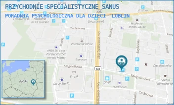 PORADNIA PSYCHOLOGICZNA DLA DZIECI - PRZYCHODNIE SPECJALISTYCZNE SANUS - MAGNOLIOWA 2,  LUBLIN