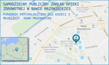 PORADNIA PSYCHOLOGICZNA DLA DZIECI I MŁODZIEŻY - SAMODZIELNY PUBLICZNY ZAKŁAD OPIEKI ZDROWOTNEJ W RAWIE MAZOWIECKIEJ - UL. NIEPODLEGŁOŚCI 8,  RAWA MAZOWIECKA