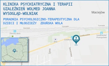PORADNIA PSYCHOLOGICZNO-TERAPEUTYCZNA DLA DZIECI I MŁODZIEŻY - KLINIKA PSYCHIATRYCZNA I TERAPII UZALEŻNIEŃ WOLMED JOANNA WYSOGLĄD-WOLNIAK - SPACEROWA 1,  ZDUŃSKA WOLA