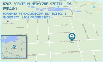 PORADNIA PSYCHOLOGICZNA DLA DZIECI I MŁODZIEŻY - NZOZ "CENTRUM MEDYCZNE SZPITAL ŚW. RODZINY - UL. PILOTA STANISŁAWA WIGURY 19,  ŁÓDŹ-ŚRÓDMIEŚCIE