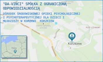OŚRODEK ŚRODOWISKOWEJ OPIEKI PSYCHOLOGICZNEJ I PSYCHOTERAPEUTYCZNEJ DLA DZIECI I MŁODZIEŻY W KORZKWI - "DA VINCI" SPÓŁKA Z OGRANICZONĄ ODPOWIEDZIALNOŚCIĄ - UL. PODZAMCZE 11, KORZKIEW