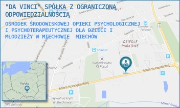 OŚRODEK ŚRODOWISKOWEJ OPIEKI PSYCHOLOGICZNEJ I PSYCHOTERAPEUTYCZNEJ DLA DZIECI I MŁODZIEŻY W MIECHOWIE - "DA VINCI" SPÓŁKA Z OGRANICZONĄ ODPOWIEDZIALNOŚCIĄ - UL. MARII KONOPNICKIEJ 21, MIECHÓW