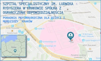 PORADNIA PSYCHOLOGICZNA DLA DZIECI I MŁODZIEŻY - SZPITAL SPECJALISTYCZNY IM. LUDWIKA RYDYGIERA W KRAKOWIE SPÓŁKA Z OGRANICZONĄ ODPOWIEDZIALNOŚCIĄ - OSIEDLE ZŁOTEJ JESIENI 1,  KRAKÓW