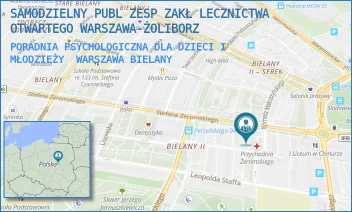PORADNIA PSYCHOLOGICZNA DLA DZIECI I MŁODZIEŻY - SAMODZIELNY PUBL ZESP ZAKŁ LECZNICTWA OTWARTEGO WARSZAWA-ŻOLIBORZ - ŻEROMSKIEGO 13,  WARSZAWA BIELANY