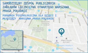 PORADNIA PSYCHOLOGICZNA DLA DZIECI I MŁODZIEŻY - SAMODZIELNY ZESPÓŁ PUBLICZNYCH ZAKŁADÓW LECZNICTWA OTWARTEGO WARSZAWA PRAGA POŁUDNIE - STYRSKA 44,  WARSZAWA PRAGA-POŁUDNIE