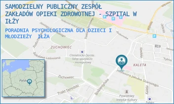 PORADNIA PSYCHOLOGICZNA DLA DZIECI I MŁODZIEŻY - SAMODZIELNY PUBLICZNY ZESPÓŁ ZAKŁADÓW OPIEKI ZDROWOTNEJ - SZPITAL W IŁŻY - BODZENTYŃSKA 17,  IŁŻA