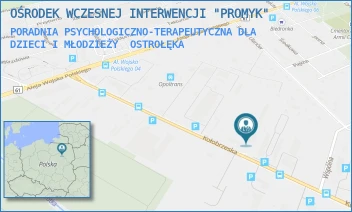 PORADNIA PSYCHOLOGICZNO-TERAPEUTYCZNA DLA DZIECI I MŁODZIEŻY - OŚRODEK WCZESNEJ INTERWENCJI "PROMYK" - KOŁOBRZESKA 7,  OSTROŁĘKA