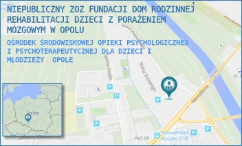 OŚRODEK ŚRODOWISKOWEJ OPIEKI PSYCHOLOGICZNEJ I PSYCHOTERAPEUTYCZNEJ DLA DZIECI I MŁODZIEŻY - NIEPUBLICZNY ZOZ FUNDACJI DOM RODZINNEJ REHABILITACJI DZIECI Z PORAŻENIEM MÓZGOWYM W OPOLU - UL. SZYMANOWSKIEGO 1,  OPOLE