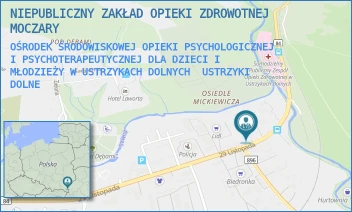 OŚRODEK ŚRODOWISKOWEJ OPIEKI PSYCHOLOGICZNEJ I PSYCHOTERAPEUTYCZNEJ DLA DZIECI I MŁODZIEŻY W USTRZYKACH DOLNYCH - NIEPUBLICZNY ZAKŁAD OPIEKI ZDROWOTNEJ MOCZARY - UL. 29 LISTOPADA 47, USTRZYKI DOLNE