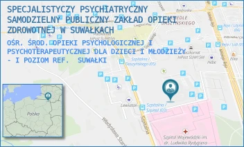 OŚR. ŚROD. OPIEKI PSYCHOLOGICZNEJ I PSYCHOTERAPEUTYCZNEJ DLA DZIECI I MŁODZIEŻY - I POZIOM REF. - SPECJALISTYCZY PSYCHIATRYCZNY SAMODZIELNY PUBLICZNY ZAKŁAD OPIEKI ZDROWOTNEJ W SUWAŁKACH - SZPITALNA 62, SUWAŁKI