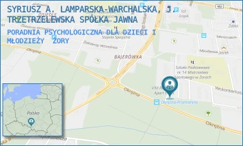PORADNIA PSYCHOLOGICZNA DLA DZIECI I MŁODZIEŻY - SYRIUSZ A. LAMPARSKA-WARCHALSKA, J. TRZETRZELEWSKA SPÓŁKA JAWNA - UL. PROMIENNA 5A,  ŻORY