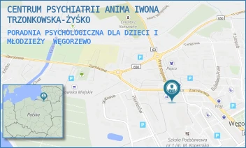 PORADNIA PSYCHOLOGICZNA DLA DZIECI I MŁODZIEŻY - CENTRUM PSYCHIATRII ANIMA IWONA TRZONKOWSKA-ŻYŚKO - ZAMKOWA 23, WĘGORZEWO