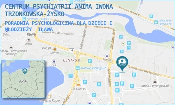 PORADNIA PSYCHOLOGICZNA DLA DZIECI I MŁODZIEŻY - CENTRUM PSYCHIATRII ANIMA IWONA TRZONKOWSKA-ŻYŚKO - TADEUSZA KOŚCIUSZKI 14/10,  IŁAWA