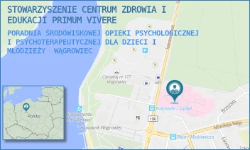 PORADNIA ŚRODOWISKOWEJ OPIEKI PSYCHOLOGICZNEJ I PSYCHOTERAPEUTYCZNEJ DLA DZIECI I MŁODZIEŻY - STOWARZYSZENIE CENTRUM ZDROWIA I EDUKACJI PRIMUM VIVERE - KOŚCIUSZKI 74,  WĄGROWIEC
