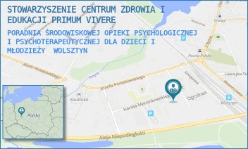 PORADNIA ŚRODOWISKOWEJ OPIEKI PSYCHOLOGICZNEJ I PSYCHOTERAPEUTYCZNEJ DLA DZIECI I MŁODZIEŻY - STOWARZYSZENIE CENTRUM ZDROWIA I EDUKACJI PRIMUM VIVERE - MARCINKOWSKIEGO 6,  WOLSZTYN