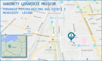 PORADNIA PSYCHOLOGICZNA DLA DZIECI I MŁODZIEŻY - GABINETY LEKARSKIE MEDICOR - SŁOWIAŃSKA 53A/2,  LESZNO