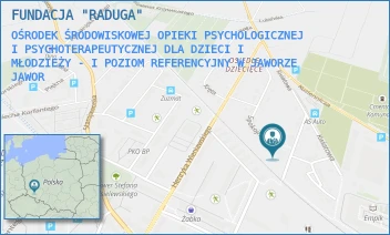 OŚRODEK ŚRODOWISKOWEJ OPIEKI PSYCHOLOGICZNEJ I PSYCHOTERAPEUTYCZNEJ DLA DZIECI I MŁODZIEŻY - I POZIOM REFERENCYJNY W JAWORZE - FUNDACJA "RADUGA" - UL. KWIATOWA 15,  JAWOR