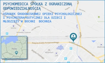 OŚRODEK ŚRODOWISKOWEJ OPIEKI PSYCHOLOGICZNEJ I PSYCHOTERAPEUTYCZNEJ DLA DZIECI I MŁODZIEŻY W BOCHNI - PSYCHOMEDICA SPÓŁKA Z OGRANICZONĄ ODPOWIEDZIALNOŚCIĄ - UL. KSIĘCIA JÓZEFA PONIATOWSKIEGO 25, BOCHNIA